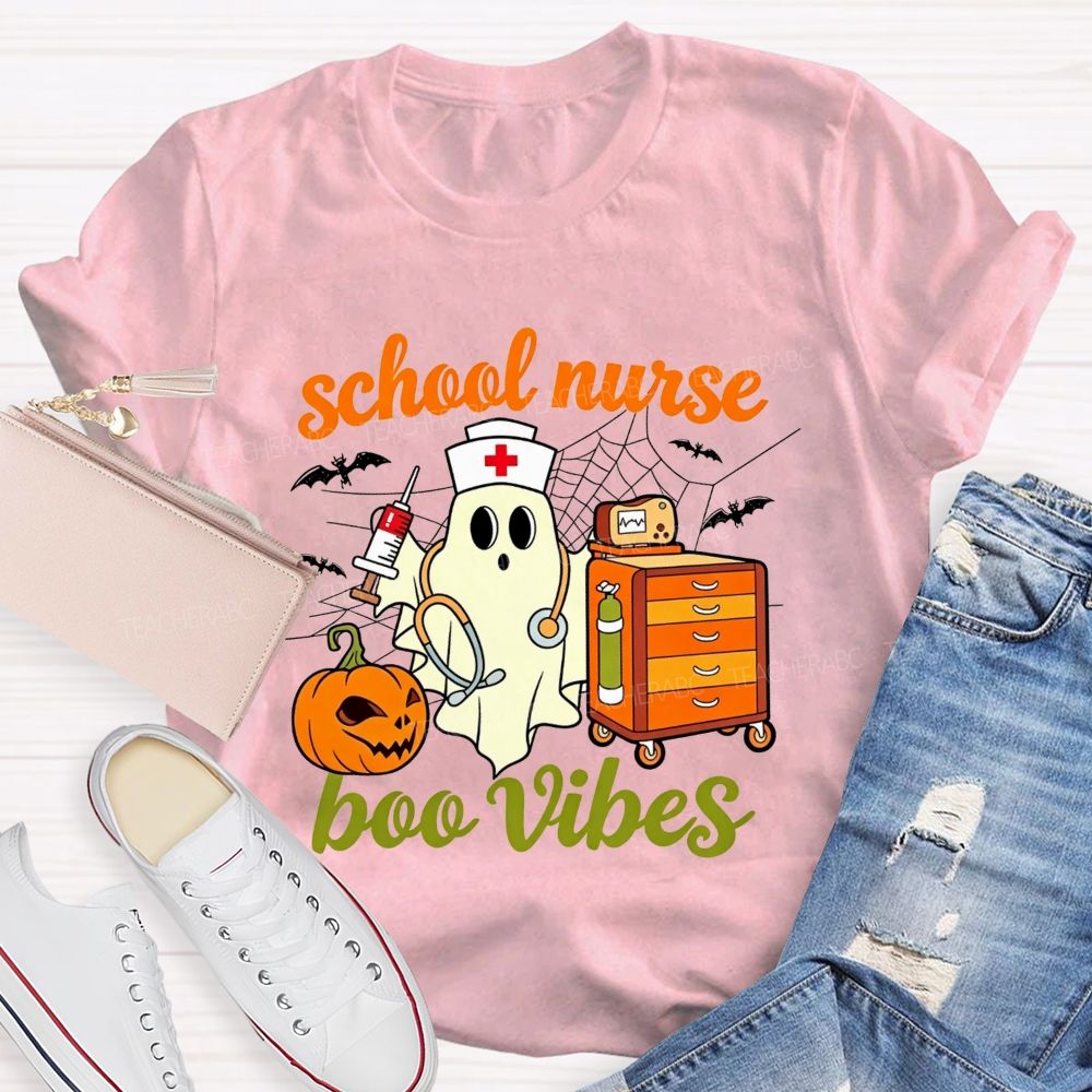 School Nurse Boo Vibes Halloween Spooky Healing Mode T-shirt