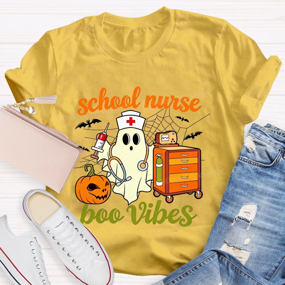 School Nurse Boo Vibes Halloween Spooky Healing Mode T-shirt