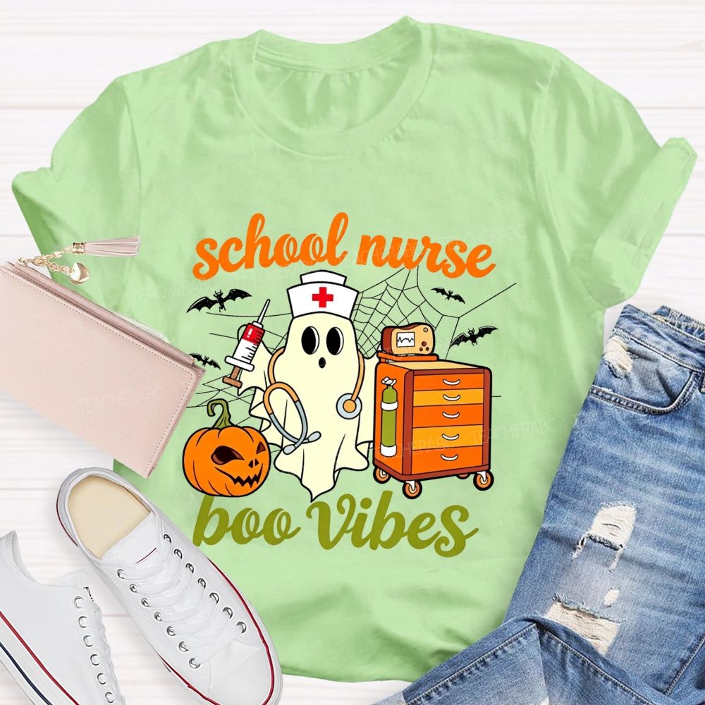 School Nurse Boo Vibes Halloween Spooky Healing Mode T-shirt