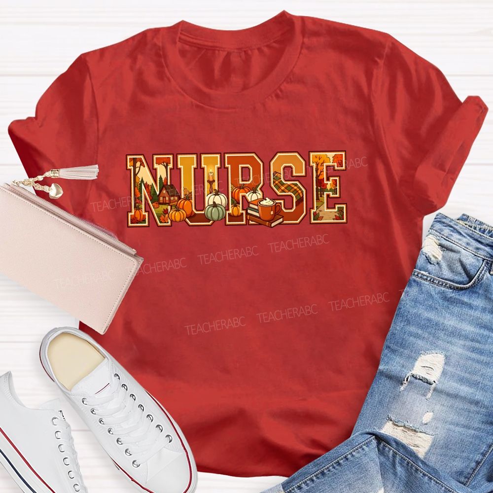Pumpkins Fall Scenes And Proud Nurse T-shirt