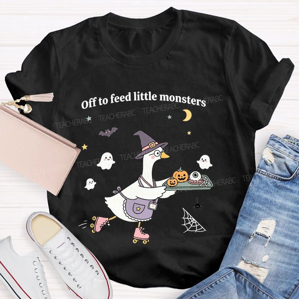 Off To Feed Little Monsters Halloween Cafeteria Vibes T-shirt