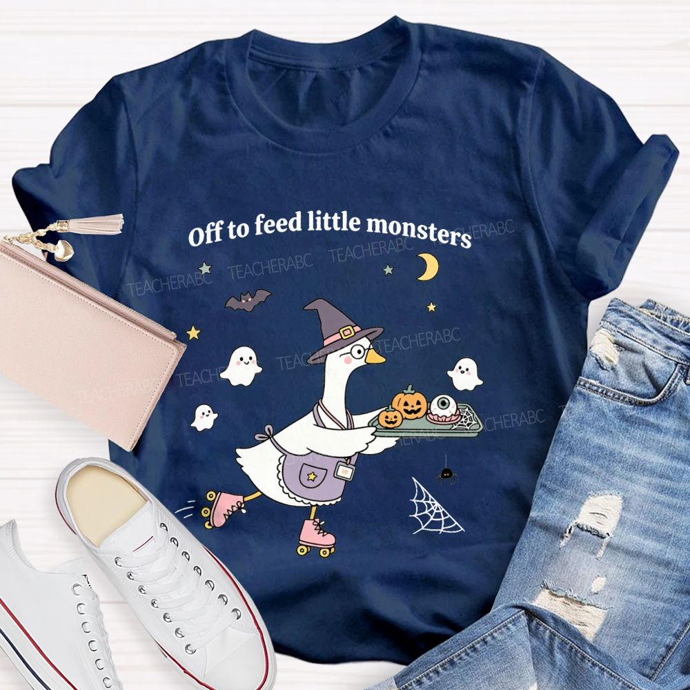 Off To Feed Little Monsters Halloween Cafeteria Vibes T-shirt
