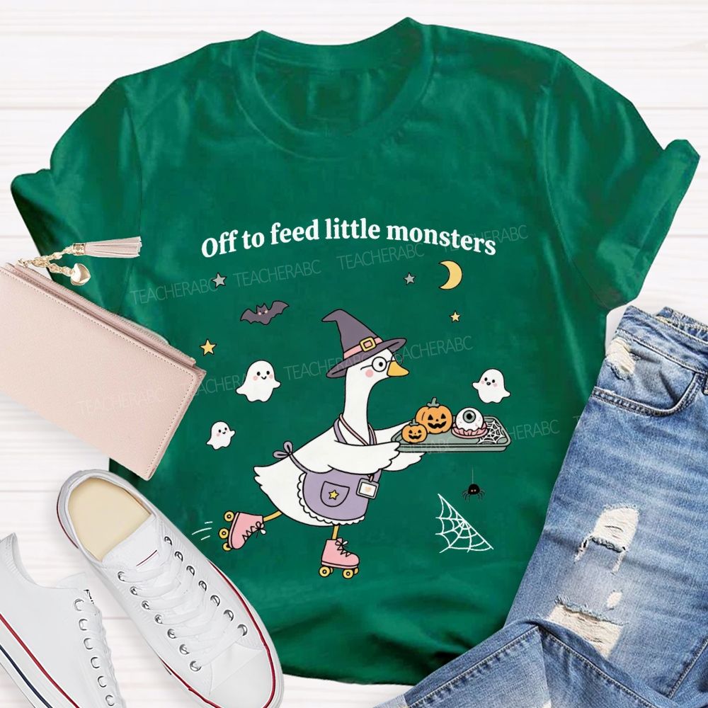 Off To Feed Little Monsters Halloween Cafeteria Vibes T-shirt