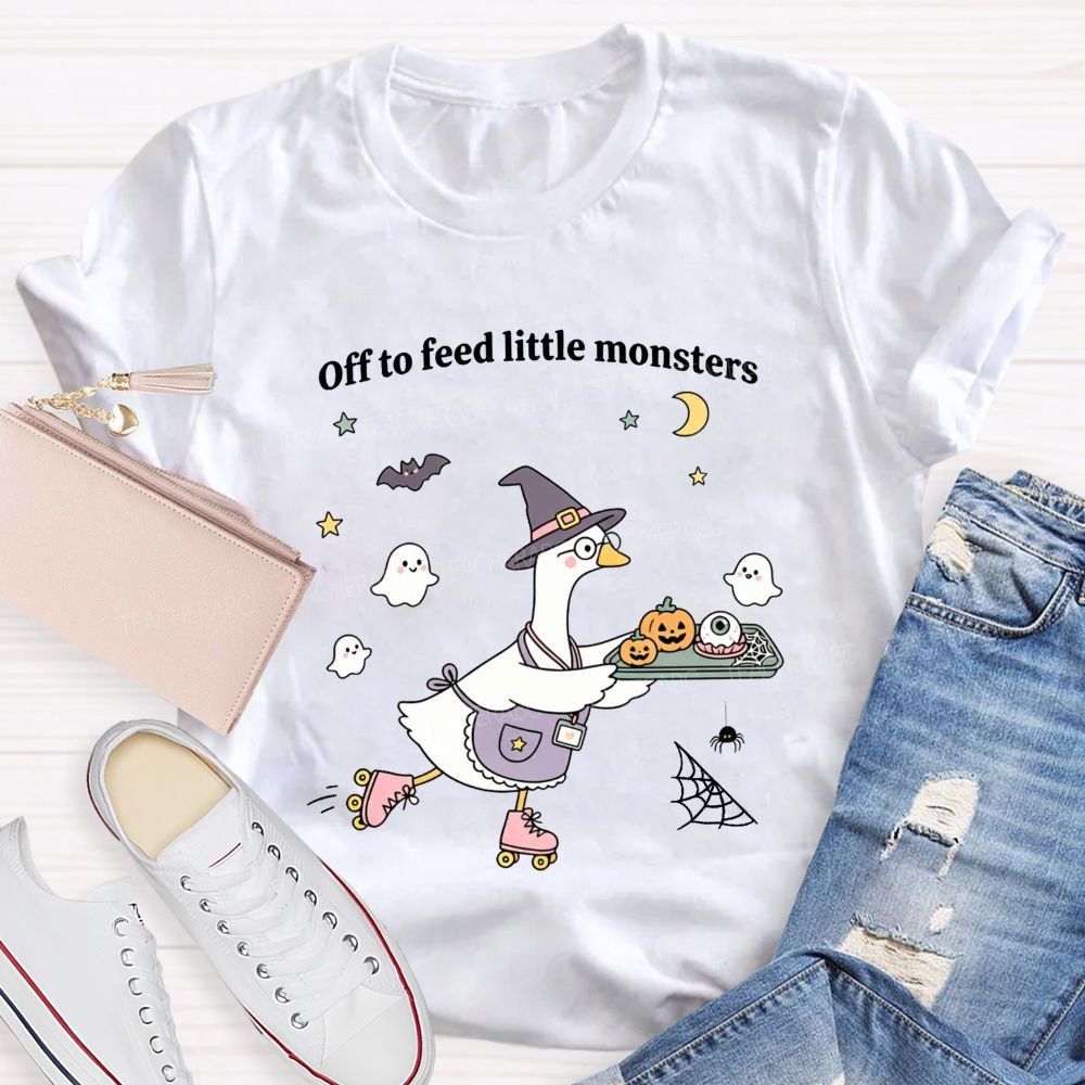 Off To Feed Little Monsters Halloween Cafeteria Vibes T-shirt