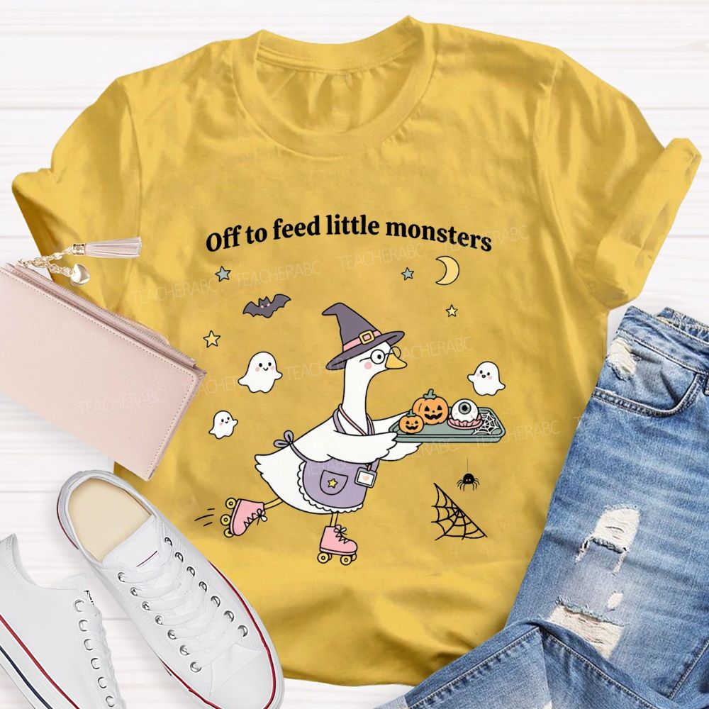 Off To Feed Little Monsters Halloween Cafeteria Vibes T-shirt