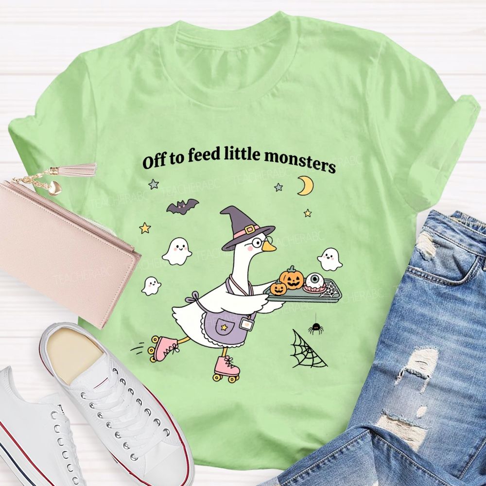 Off To Feed Little Monsters Halloween Cafeteria Vibes T-shirt