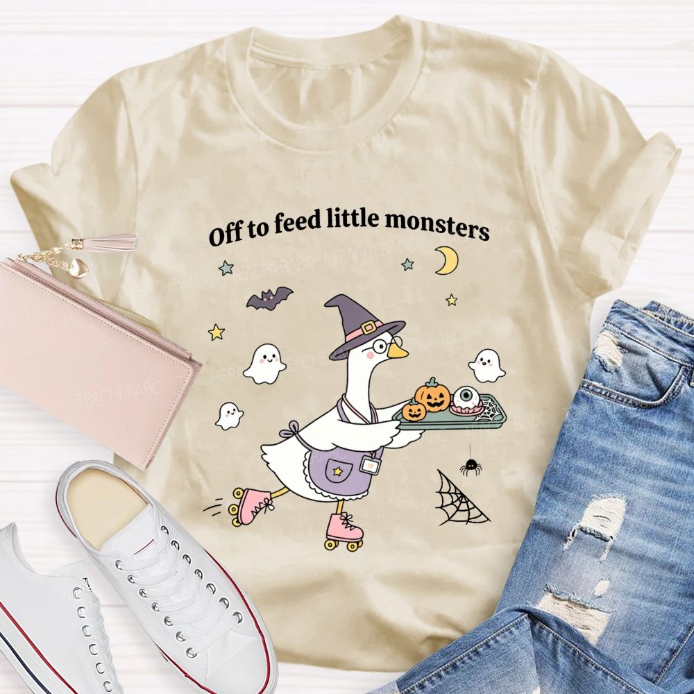 Off To Feed Little Monsters Halloween Cafeteria Vibes T-shirt