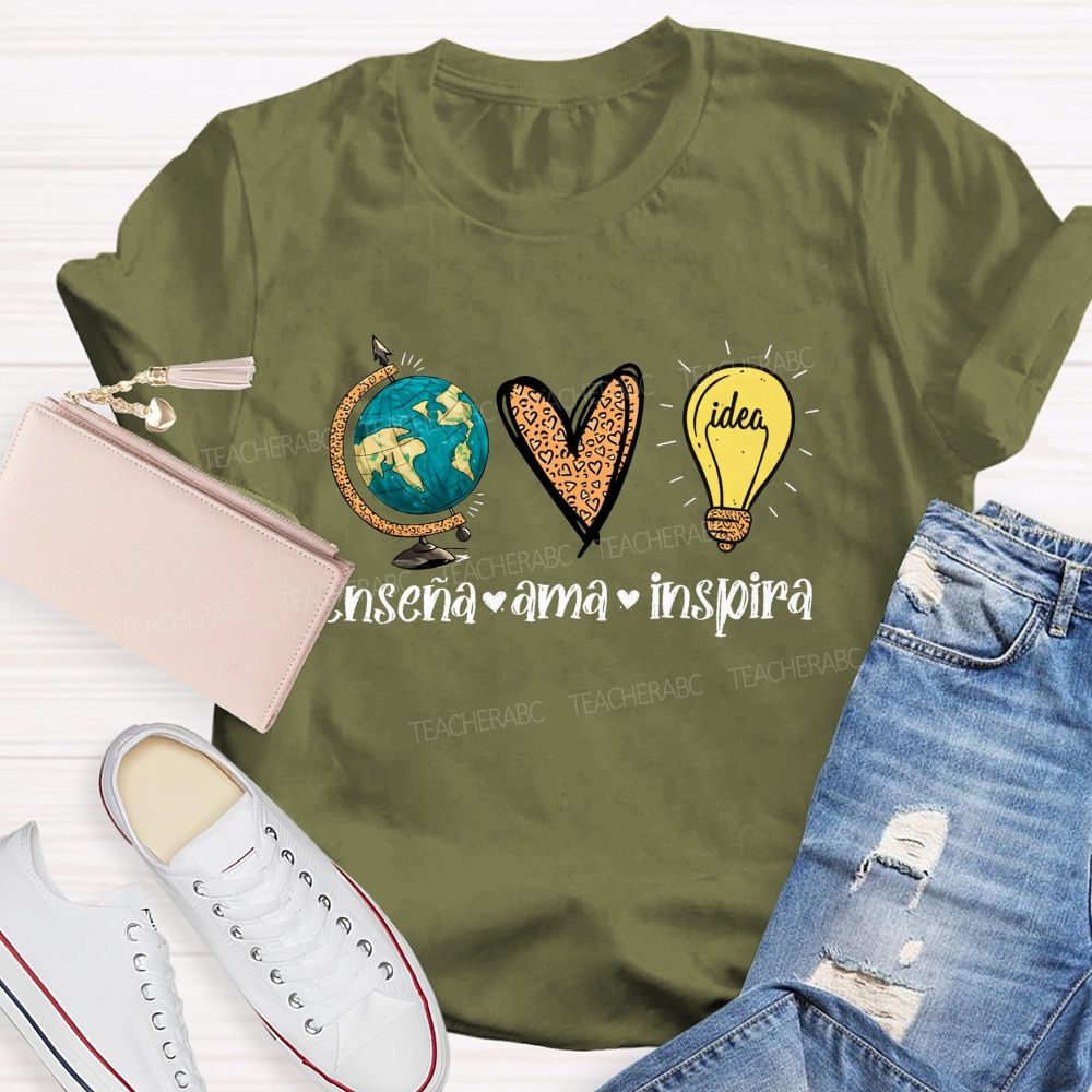 EnseñA Ama Inspira Bilingual Educator Teacher T-shirt
