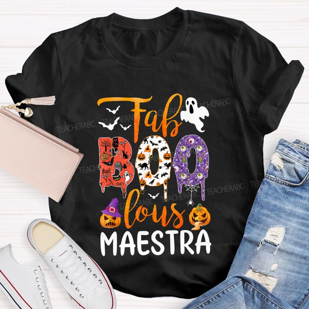 Faboolous Maestra Halloween Bilingual Educator Fall T-shirt