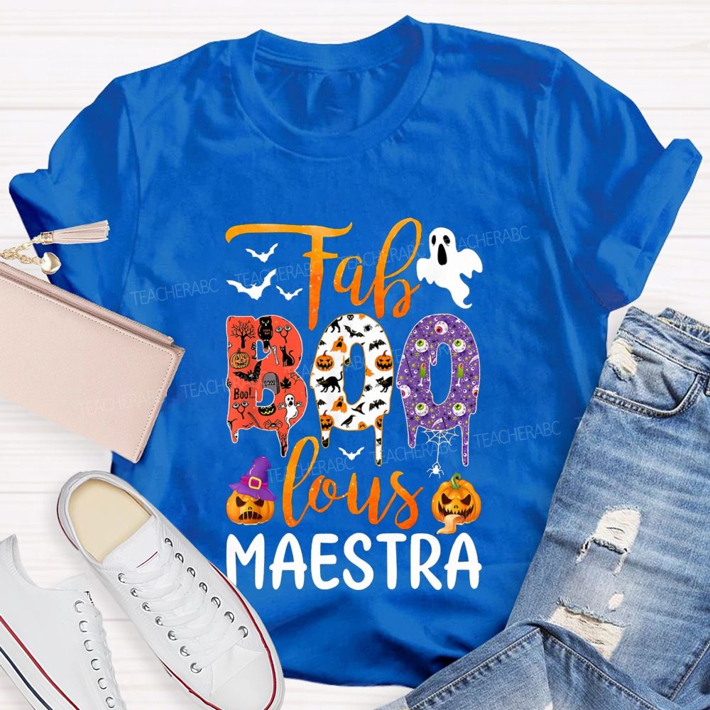 Faboolous Maestra Halloween Bilingual Educator Fall T-shirt