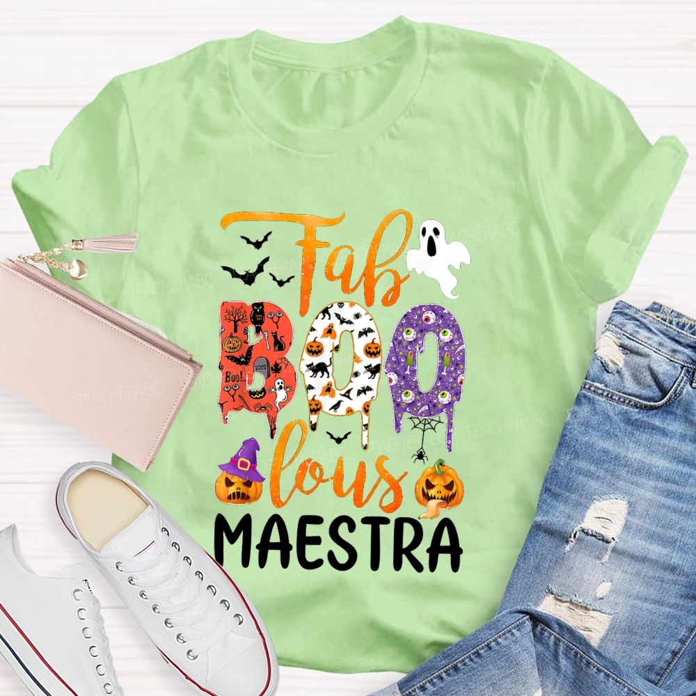 Faboolous Maestra Halloween Bilingual Educator Fall T-shirt