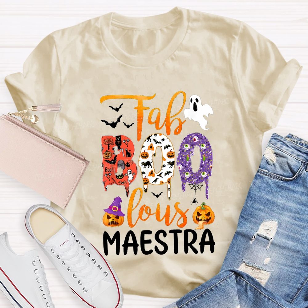 Faboolous Maestra Halloween Bilingual Educator Fall T-shirt