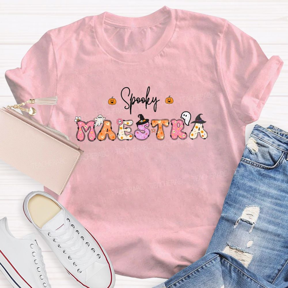 Spooky Maestra Halloween Bilingual Spanish Teacher Fall T-shirt