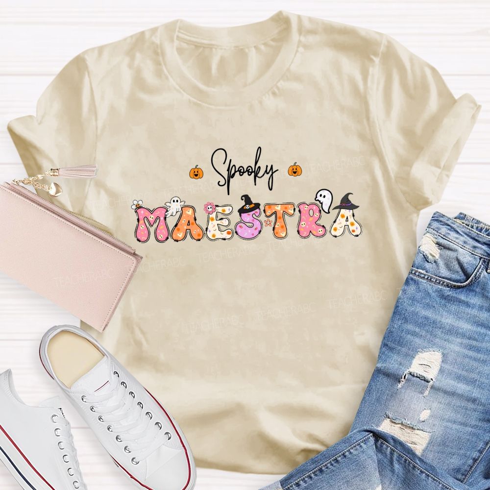 Spooky Maestra Halloween Bilingual Spanish Teacher Fall T-shirt