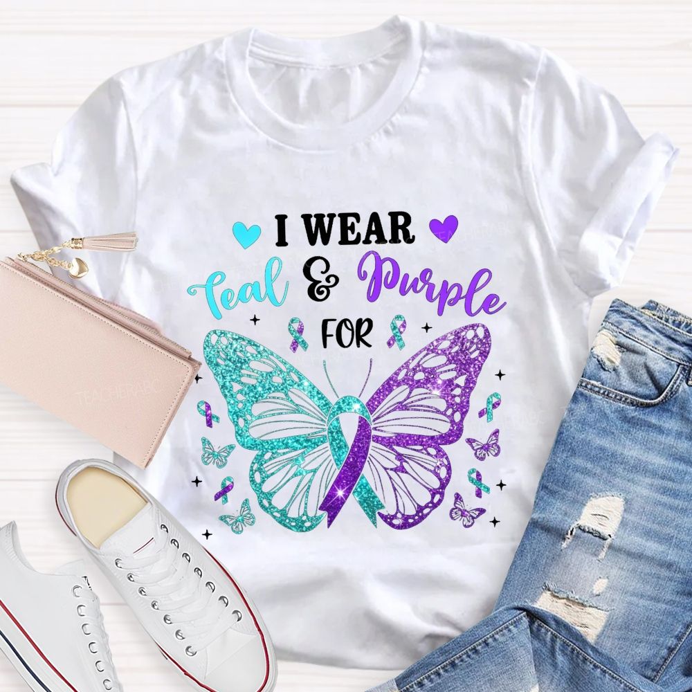 I Wear Teal And Purple For Keep Hope Alive Teacher T-shirt