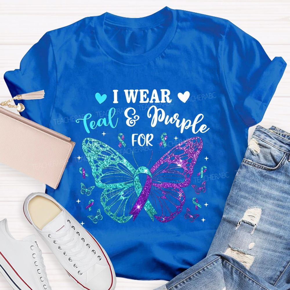I Wear Teal And Purple For Keep Hope Alive Teacher T-shirt
