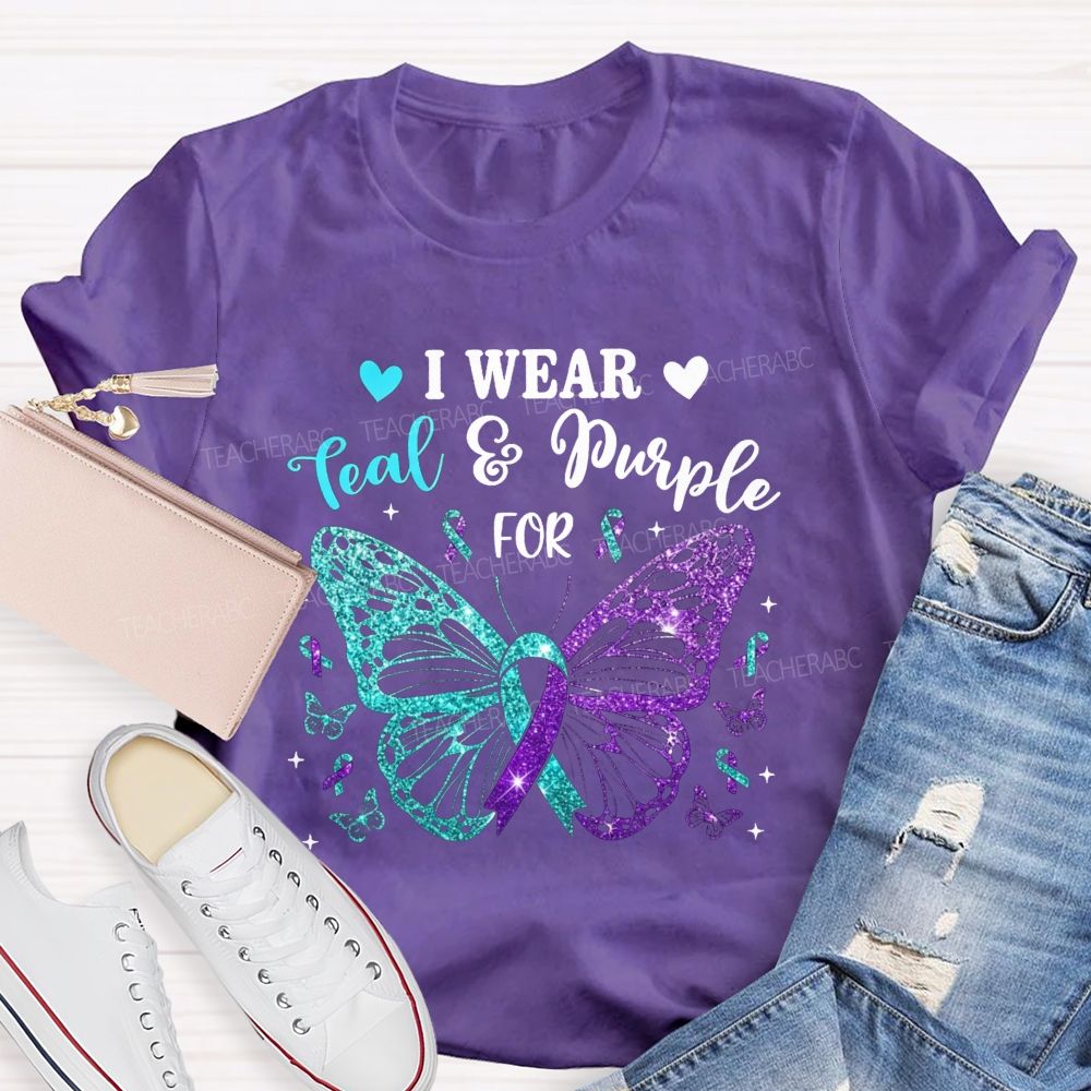 I Wear Teal And Purple For Keep Hope Alive Teacher T-shirt