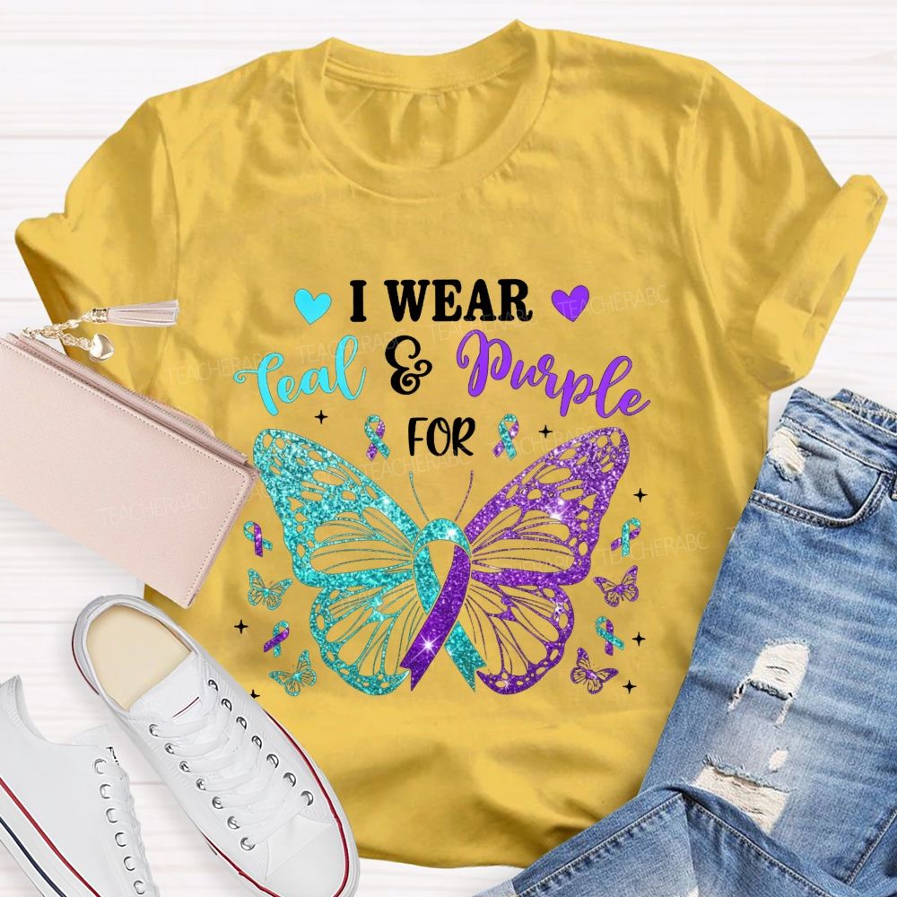 I Wear Teal And Purple For Keep Hope Alive Teacher T-shirt