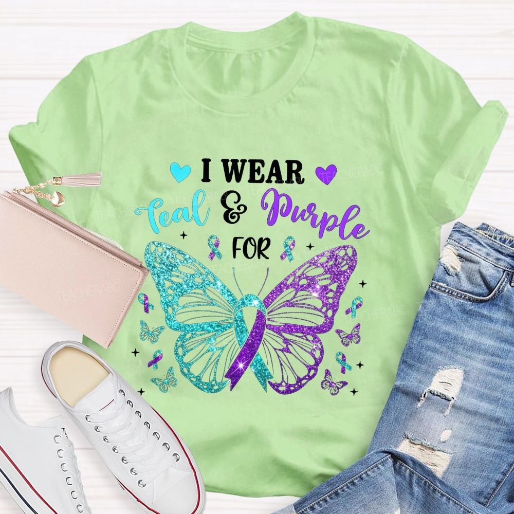 I Wear Teal And Purple For Keep Hope Alive Teacher T-shirt