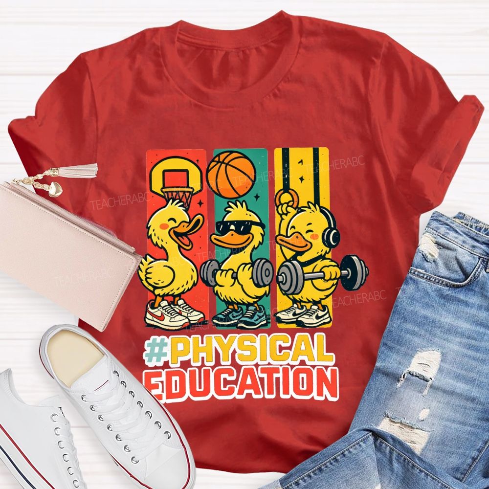 Physical Education Cute Duck Teacher T-shirt