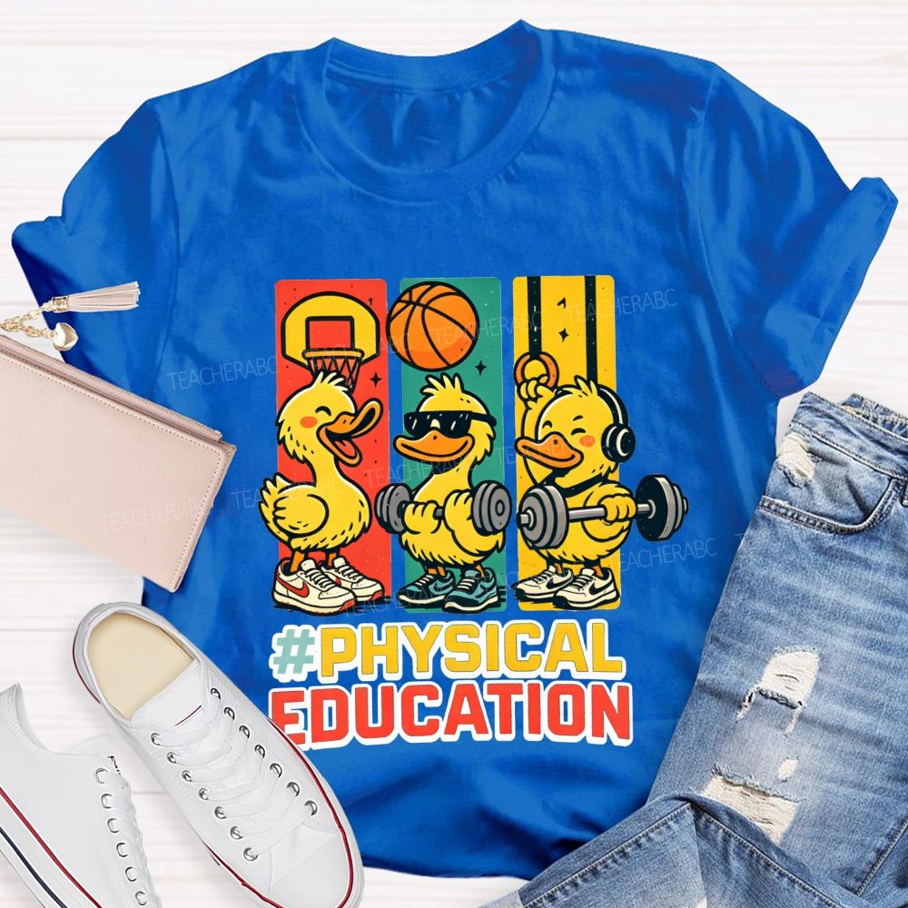 Physical Education Cute Duck Teacher T-shirt