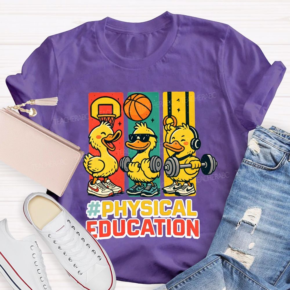 Physical Education Cute Duck Teacher T-shirt