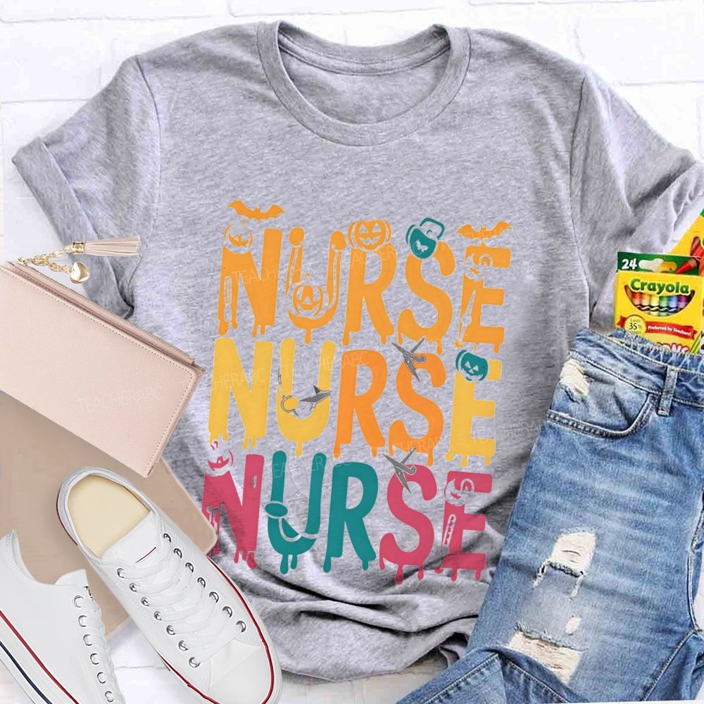 Nurse Halloween Vibes Pumpkin And Spooky Fall Nursing T-shirt