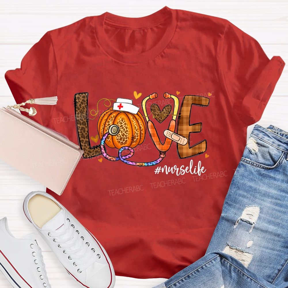 Fall Love Nurse Life Pumpkin T-shirt