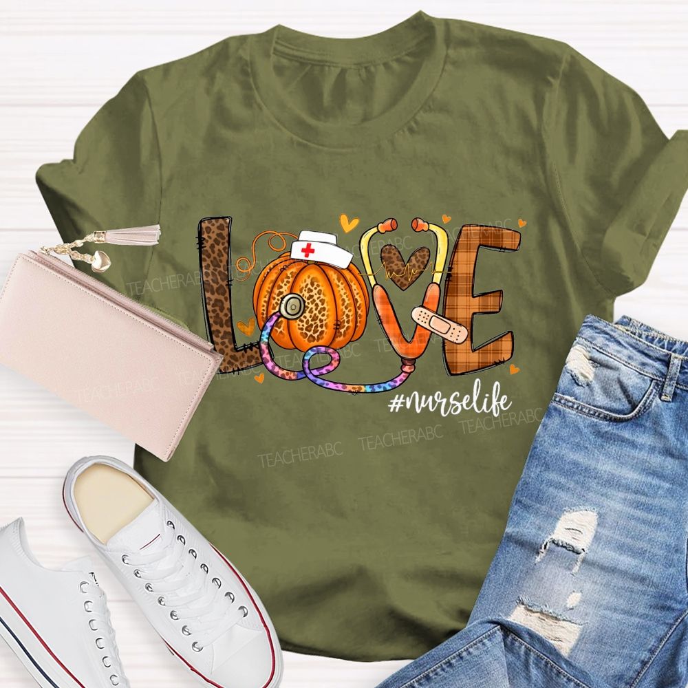 Fall Love Nurse Life Pumpkin T-shirt