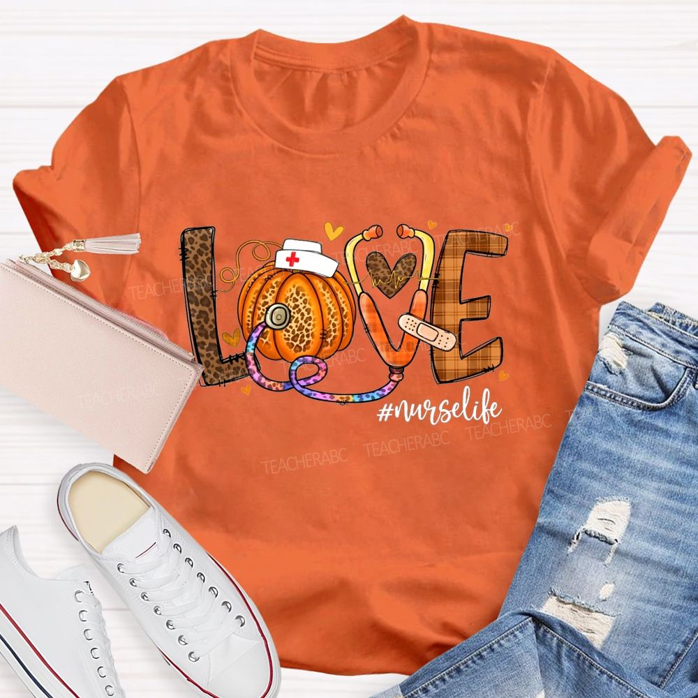 Fall Love Nurse Life Pumpkin T-shirt