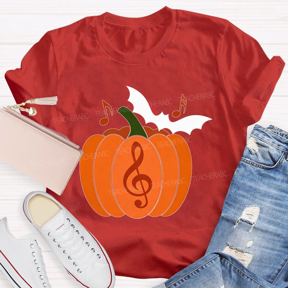 Treble Clef Pumpkin Halloween Music Lover Teacher T-shirt