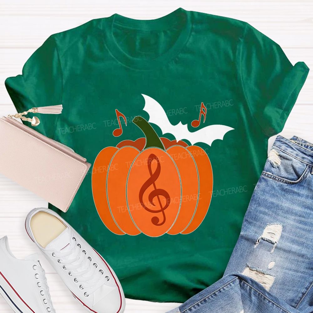 Treble Clef Pumpkin Halloween Music Lover Teacher T-shirt