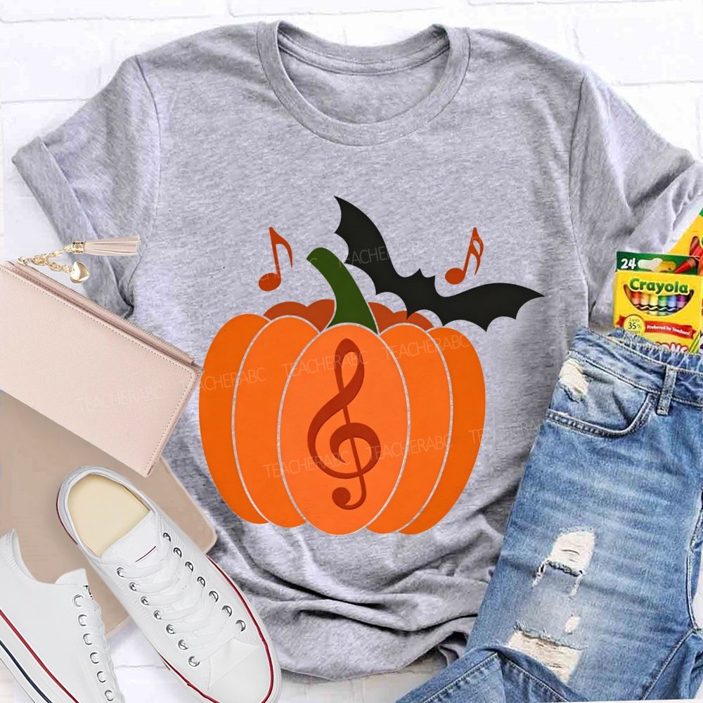 Treble Clef Pumpkin Halloween Music Lover Teacher T-shirt