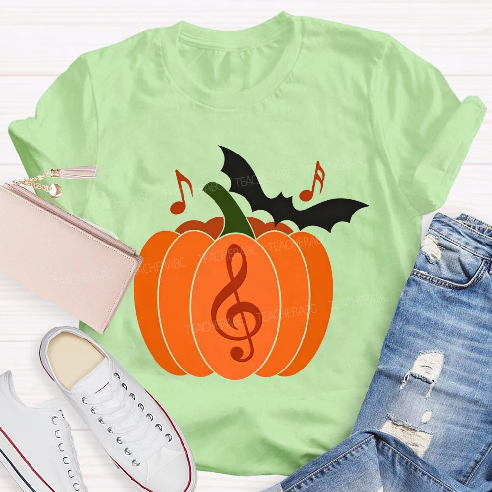 Treble Clef Pumpkin Halloween Music Lover Teacher T-shirt