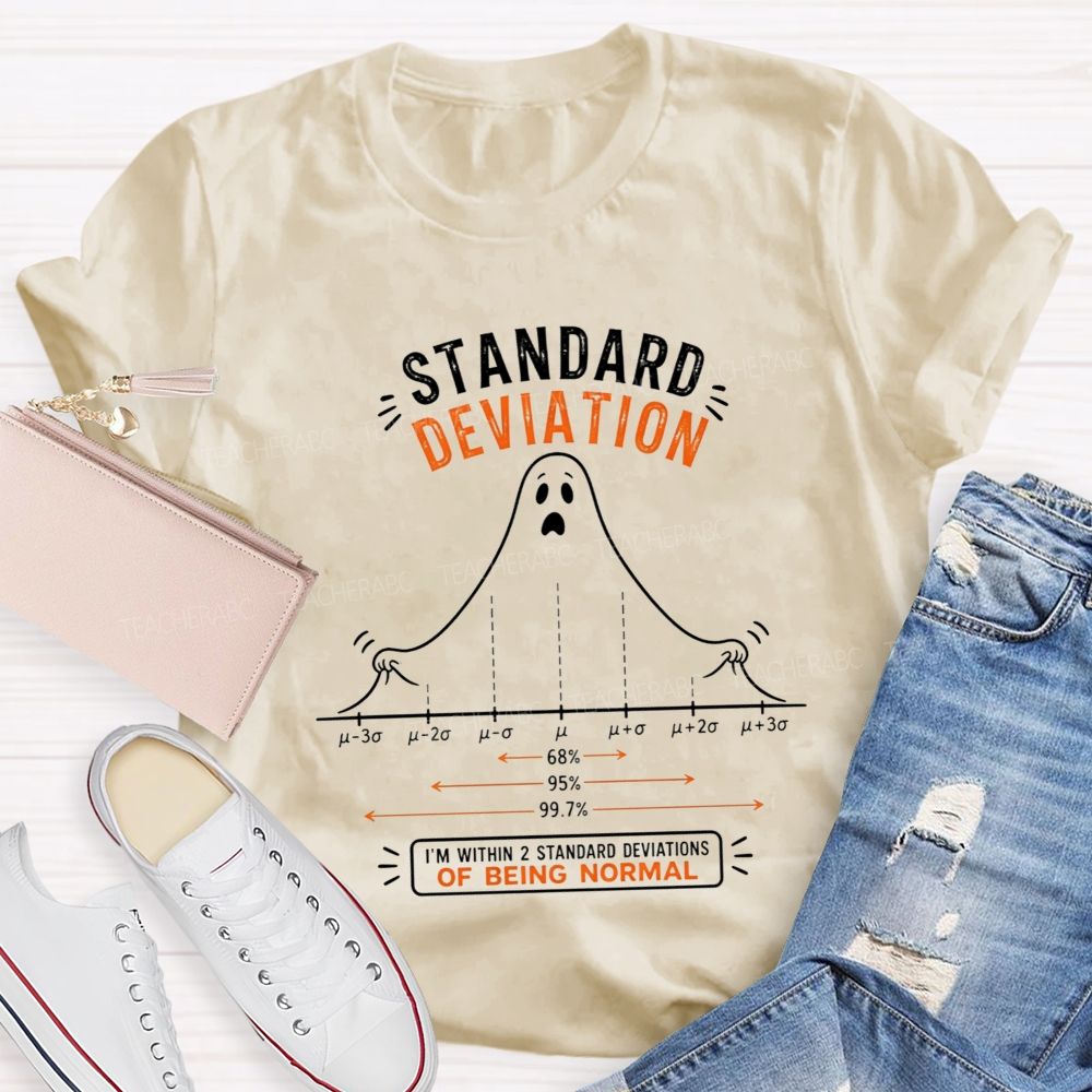 Standard Deviation Ghost Normal Curve Math Teacher T-shirt