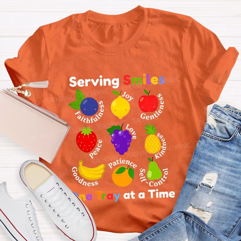 Serving Smiles One Tray At A Time Lunch Lady T-shirt