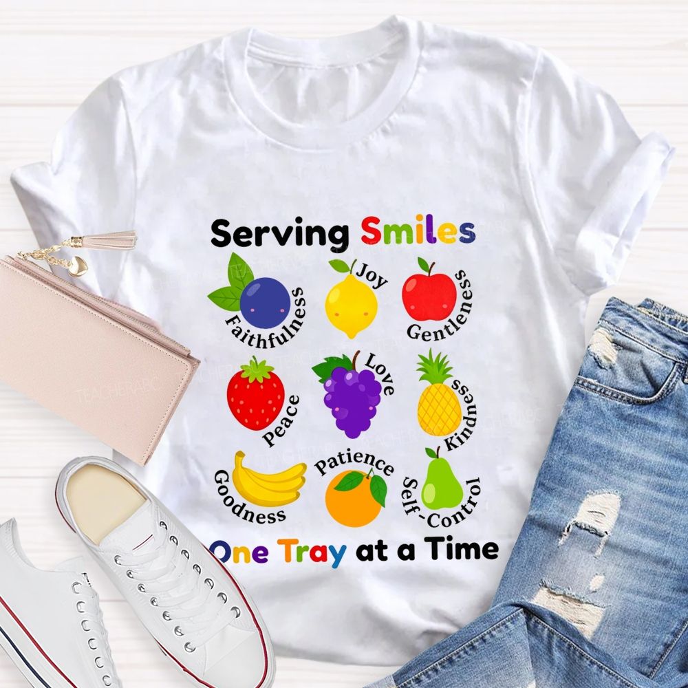 Serving Smiles One Tray At A Time Lunch Lady T-shirt