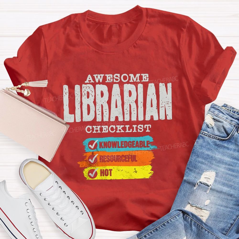 Awesome Librarian Checklist Book Lover T-shirt