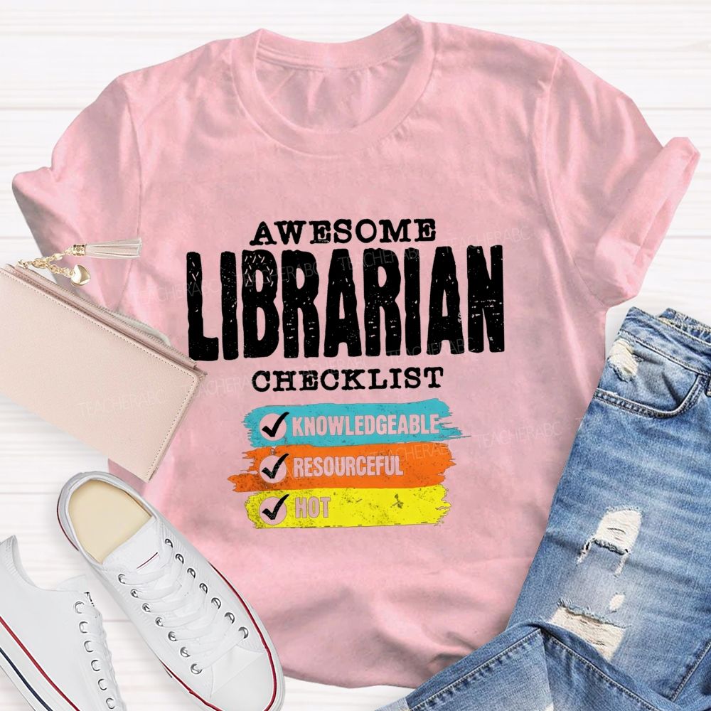 Awesome Librarian Checklist Book Lover T-shirt