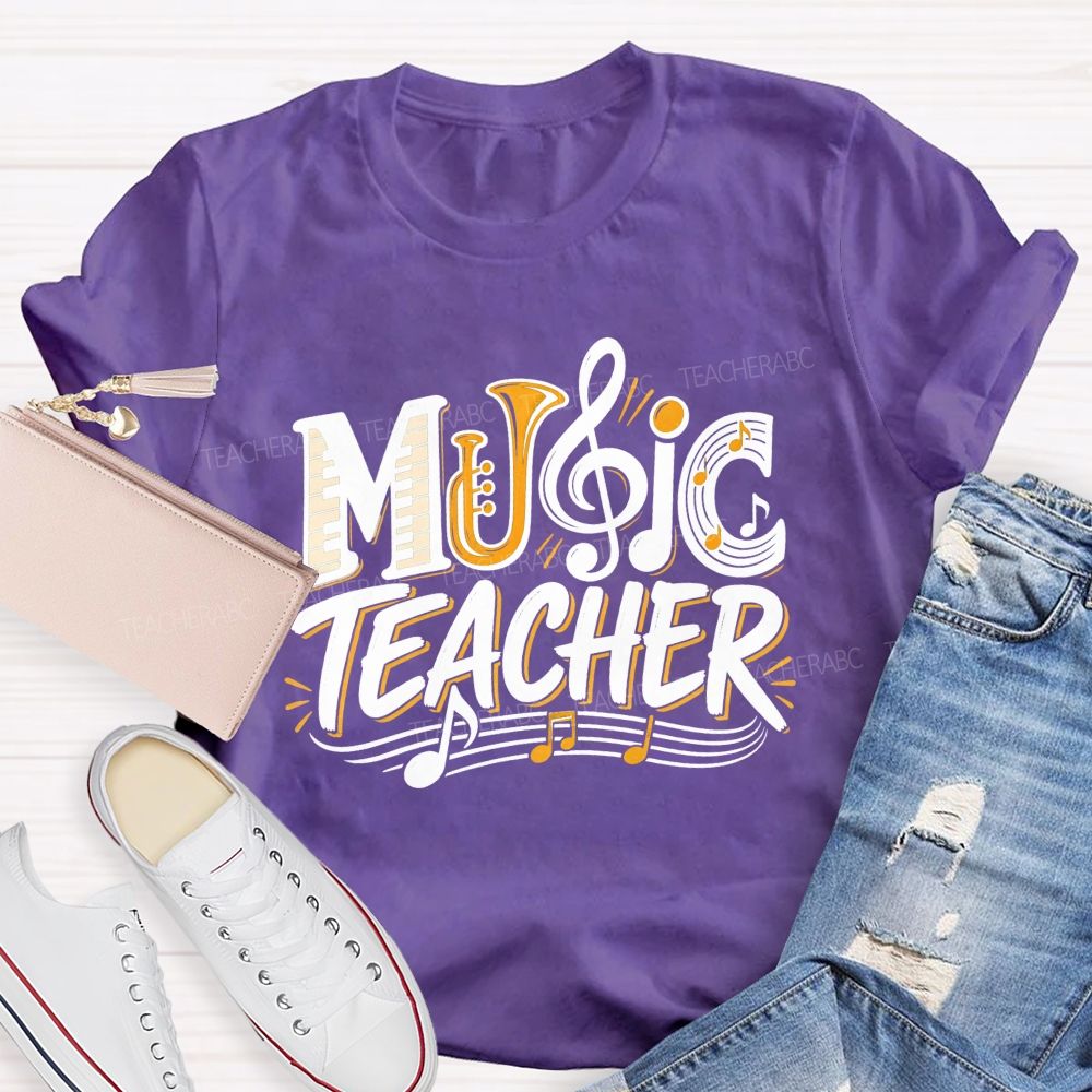 Music Teacher Letter Fusion And Treble Teacher T-shirt