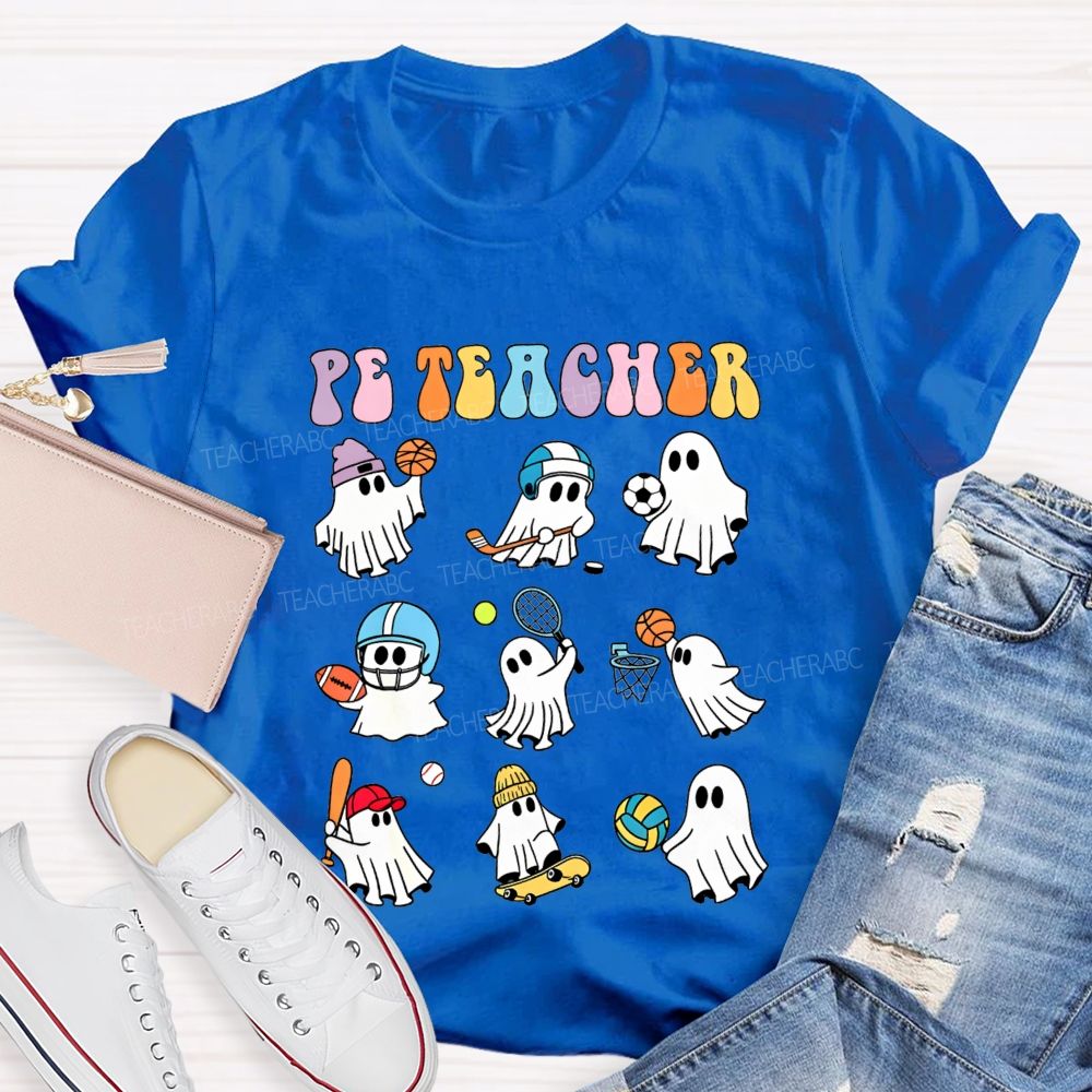 Spooky Sport Ghosts Halloween Pe Teacher Vibes T-shirt