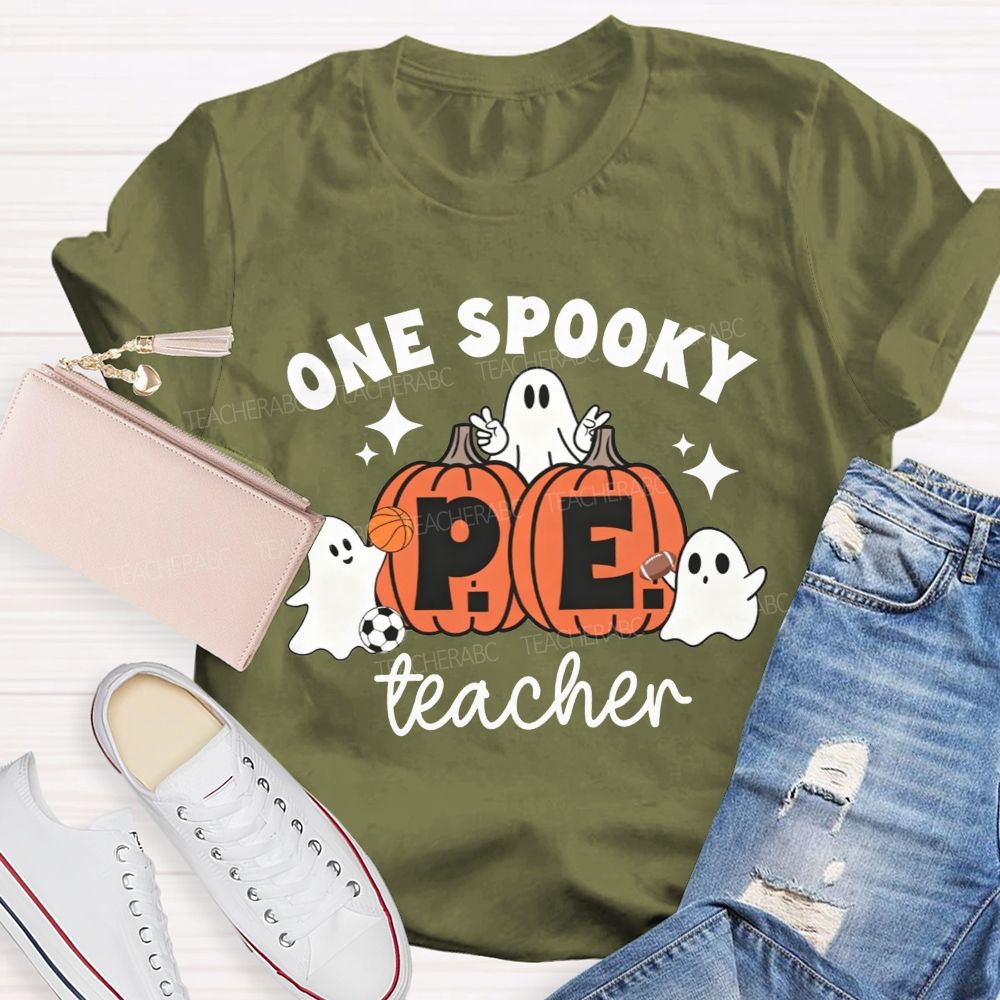 One Spooky Pe Teacher Halloween Vibe Teacher T-shirt