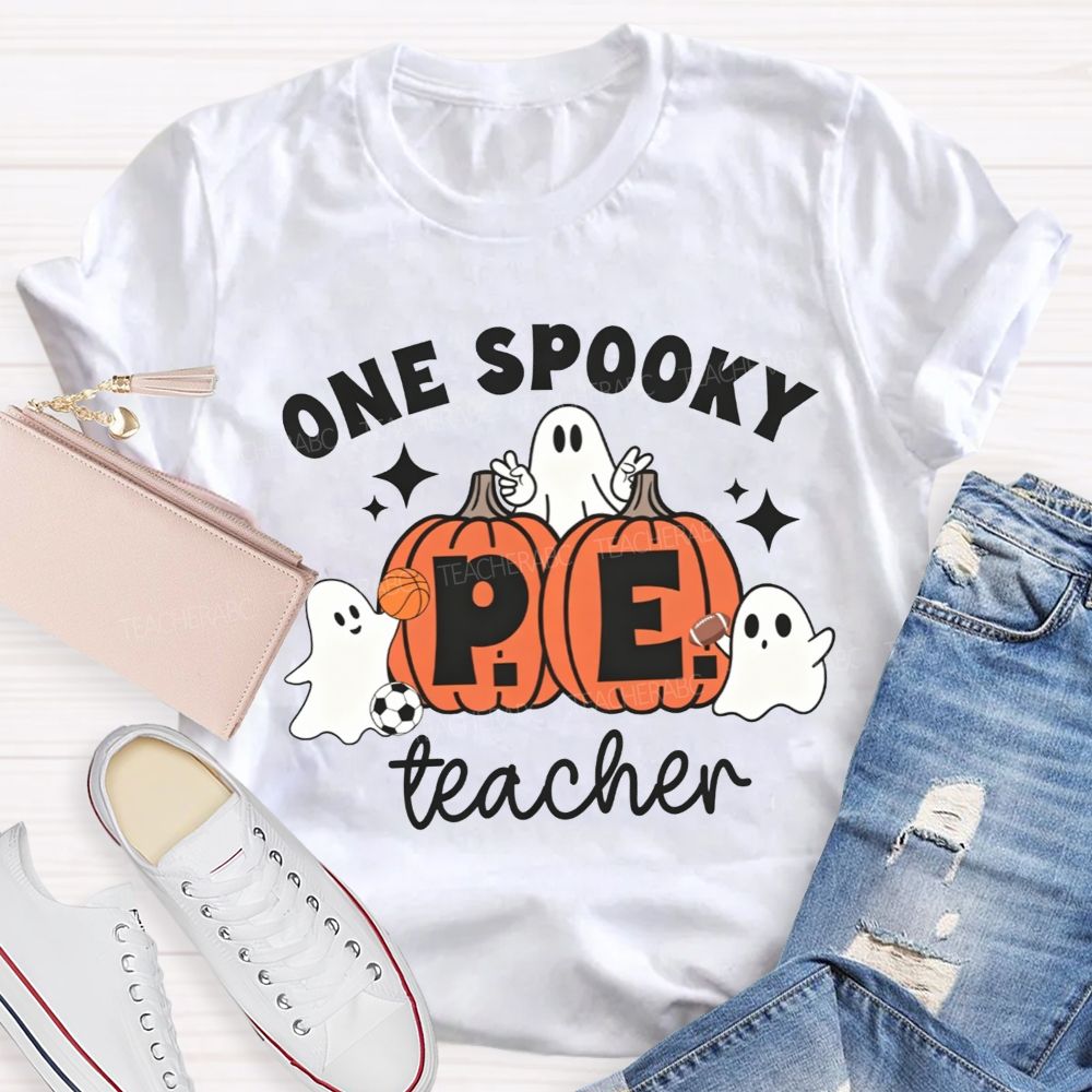 One Spooky Pe Teacher Halloween Vibe Teacher T-shirt