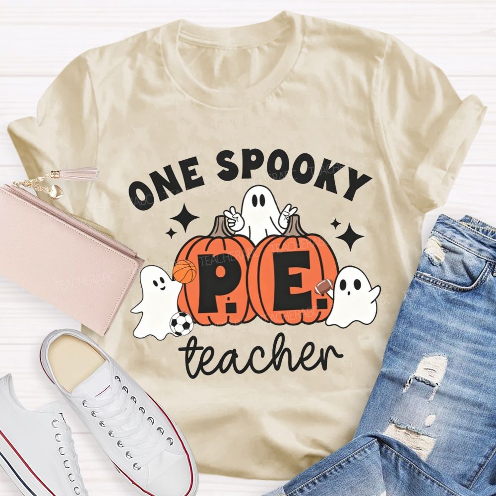One Spooky Pe Teacher Halloween Vibe Teacher T-shirt