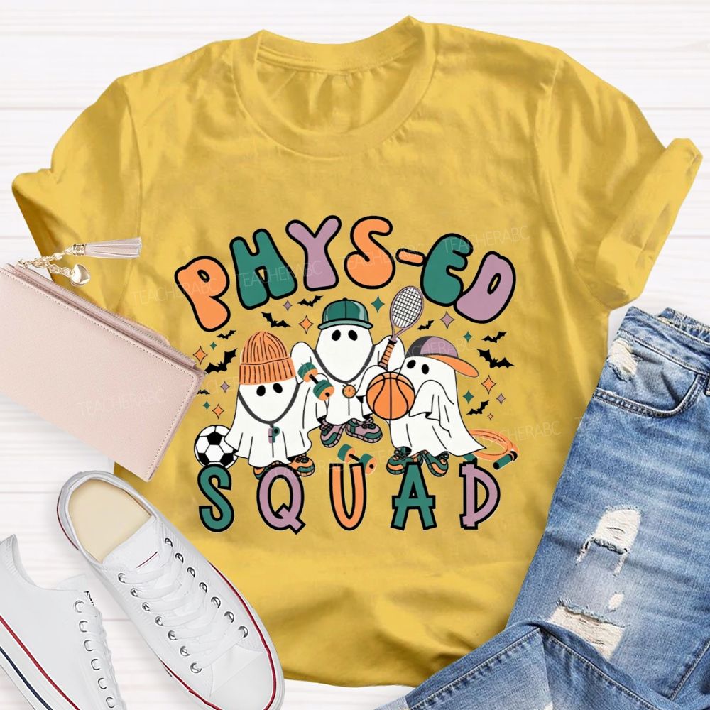 Phys‑Ed Squad Halloween Ghost Pe Teacher T-shirt