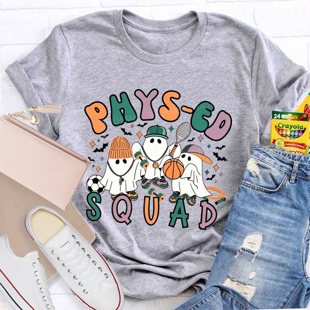 Phys‑Ed Squad Halloween Ghost Pe Teacher T-shirt