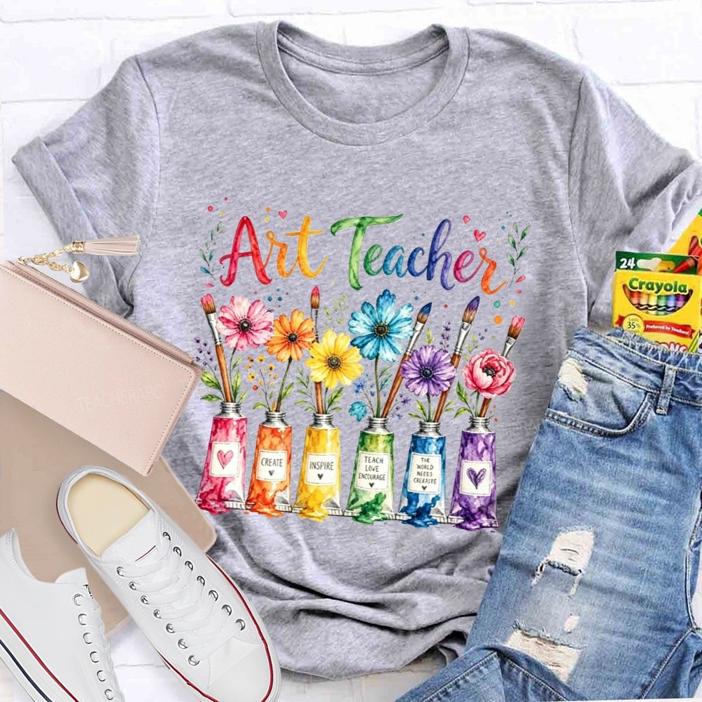 Art Teacher Create Inspire Teach Love Encourage The Nurture Creativity Teacher T-shirt