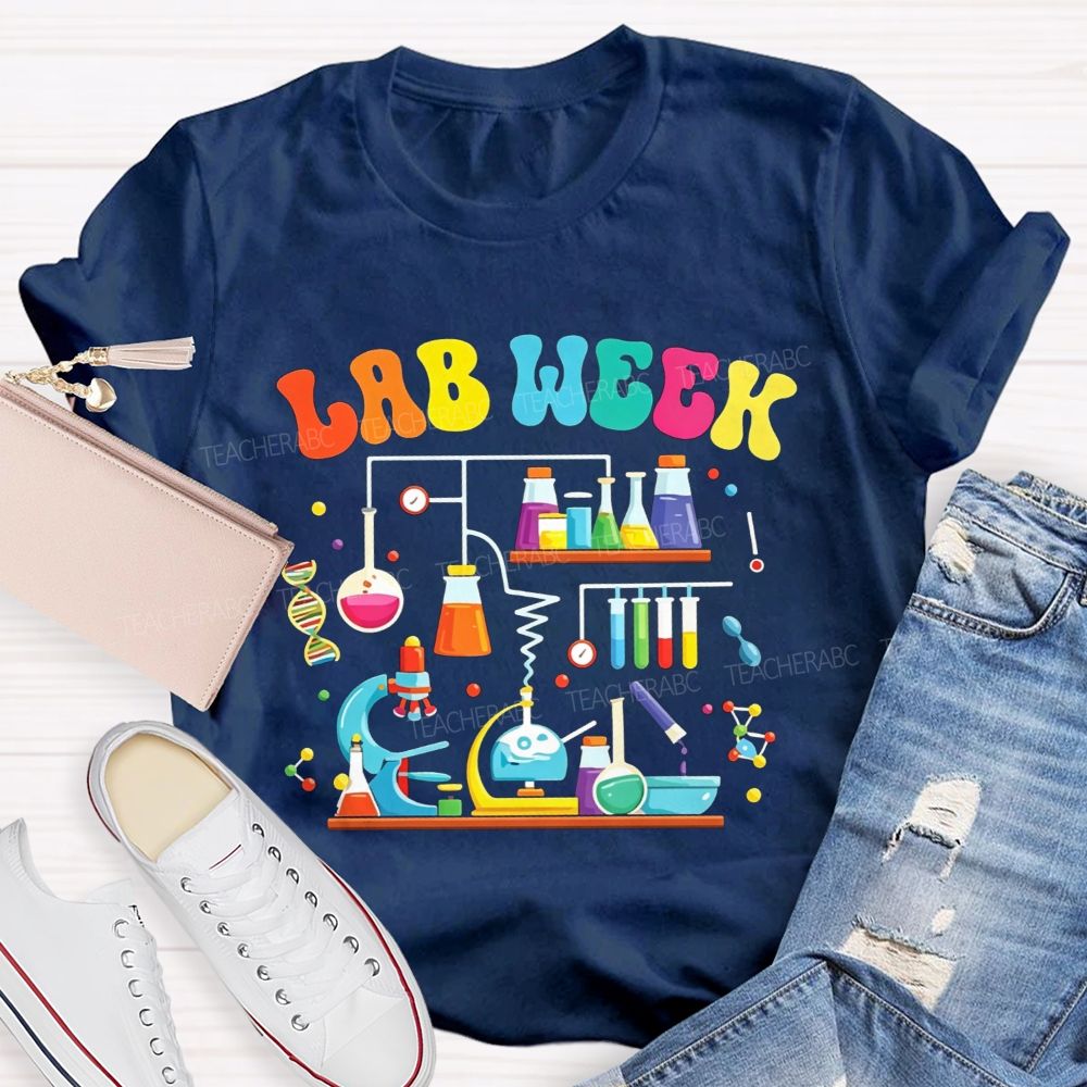 Lab Week Colorful Lab Tools Scientist Teacher T-shirt