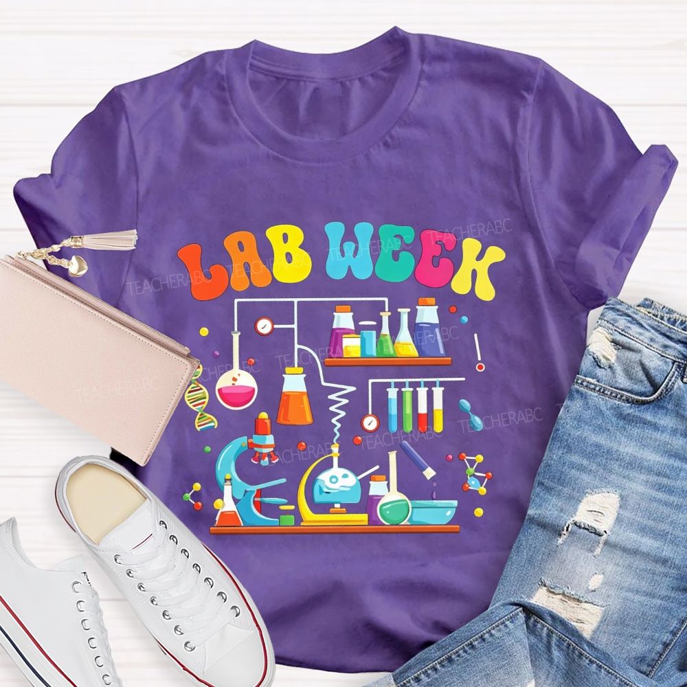 Lab Week Colorful Lab Tools Scientist Teacher T-shirt