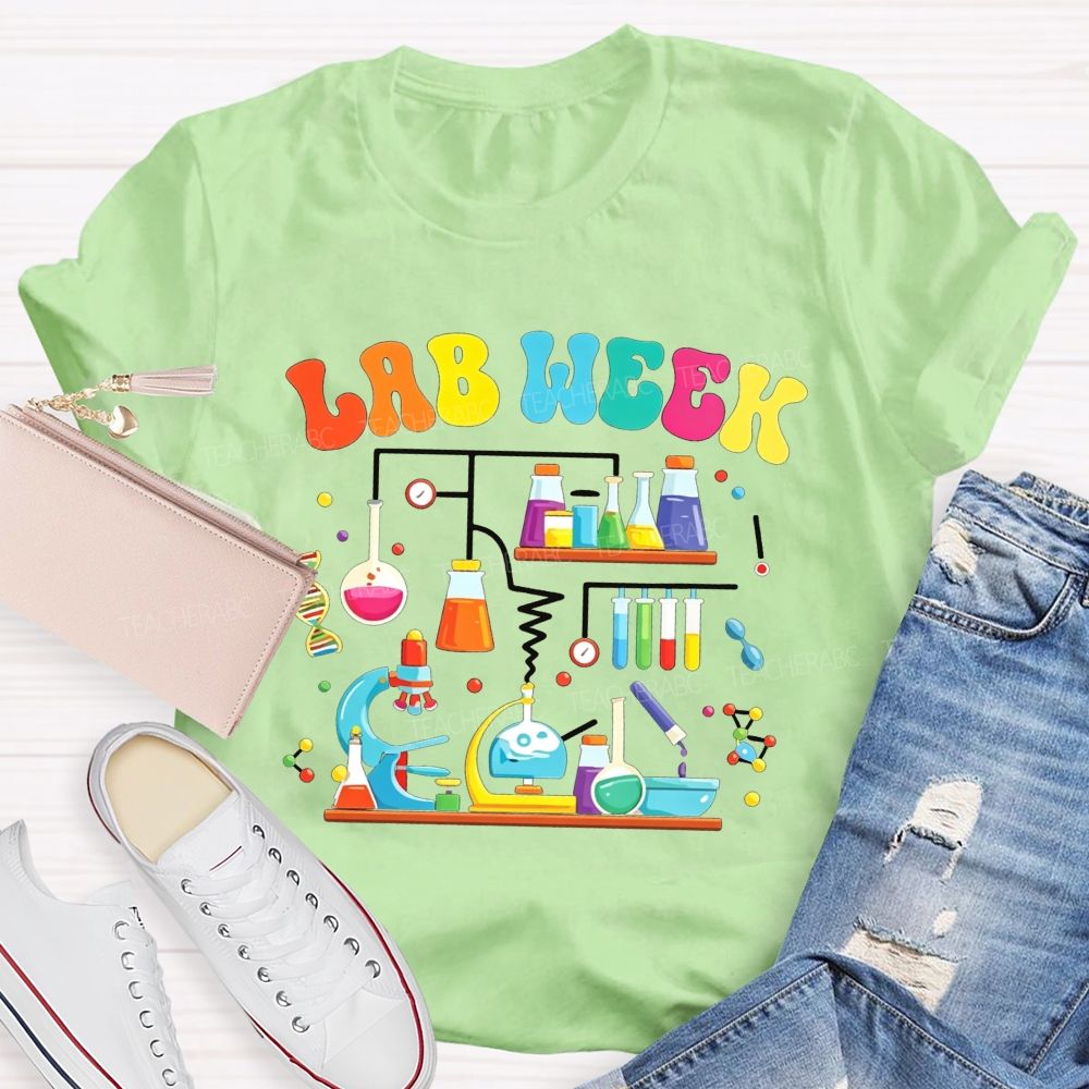 Lab Week Colorful Lab Tools Scientist Teacher T-shirt